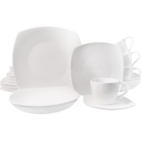 Echtwerk 30-teiliges Kombiservice "Classic" Modern-Design, Elegantes weißes Geschirrset aus