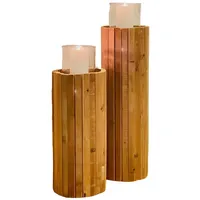 Dekoleidenschaft Windlichtsäule Rustikal aus recyceltem Holz, 63 cm hoch,