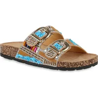 VAN HILL Damen Pantoletten Flach Strass Bequem Schuhe 214451