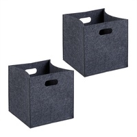 Relaxdays Aufbewahrungsbox 2er Set, faltbare Regalboxen, HBT: 30x30x30 cm,