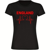 Multifanshop Damen T-Shirt - England - Herzschlag - Druck