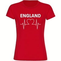 Multifanshop Damen T-Shirt - England - Herzschlag - Druck