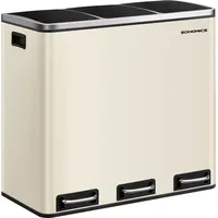 Songmics Mülltrennsystem 3 x 18 L, mit Deckel sandbeige