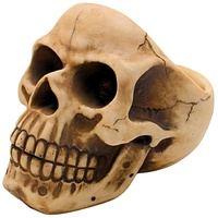 Dekohelden24 Totenkopf Organizer aus Steingut, mit Brillenhalter und Ablagefach,