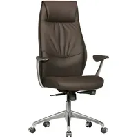 FineBuy Bürostuhl Echtleder Braun