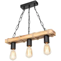 Lux.pro Hängeleuchte Hemel 3xE27 Metall Massivholz Juteseil Schwarz /