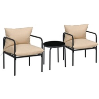 Outsunny 3tlg. Gartenmöbel-Set, Bistro-Set mit 2 Stühlen, 1 Couchtisch,