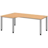 Bümö Schreibtisch Buche, Holzwerkstoff, Nachbildung,Buche, L-Form, 200x74x120 cm FSC