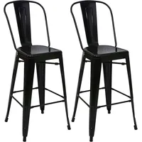 Mendler 2er-Set Barhocker HWC-A73, Barstuhl Tresenhocker mit Lehne, Metall
