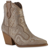VAN HILL Damen Cowboy Boots in Khaki