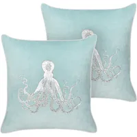 Beliani LAMINARIA Dekokissen 45 x 45 cm Hellblau