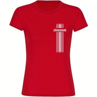 Multifanshop Damen T-Shirt - Dänemark - Streifen - Druck
