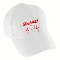 Multifanshop Baseballcap - Dänemark - Herzschlag - Druck rot