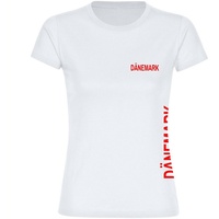 Multifanshop Damen T-Shirt - Dänemark - Brust & Seite