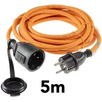ChiliTec Gummi Schutzkontaktverlängerung, IP44, 5 m, orange