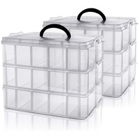 Belle Vous Kurtzy 3-stöckige Aufbewahrungsbox Plastik Transparent Stapelbar (2-er
