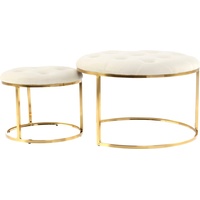 Kayoom Hocker Becky 825 2er-Set Elfenbein / Gold