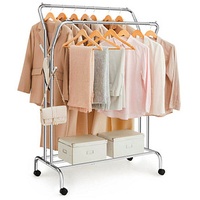 Songmics Rollgarderobe silber Metall 4 Haken 103,5 x 141,0