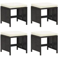 VidaXL Gartenhocker 4 Stk. mit Kissen Schwarz Poly Rattan