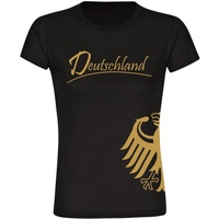 Multifanshop Damen T-Shirt - Deutschland - Adler seitlich Gold