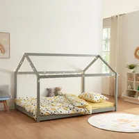 [en.casa] Kinderbett Cerro Hausbett 120x200cm Grau - Grau