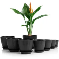 BigDean Blumentopf Set Ø 19 x 16 cm Schwarz