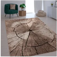 Paco Home Edler Designer Teppich Wohnzimmer Holzstamm Baum Optik