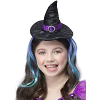 Smiffys 56425 Glitzer Hexe Haarreif mit Haaren, Mädchen, Mehrfarbig,