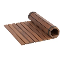 Eliga Bodenmatte aus dunkelbraunem Thermoholz ca. 60x80 cm