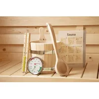 Wolff Finnhaus Saunaset mit Sanduhr, Eimer, KS-Einsatz, Schöpfkelle, Klimamesser,