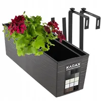 Kadax Blumenkasten aus Kunststoff, 18,5x56 cm, Pflanzkasten, Halterungen, Grafit
