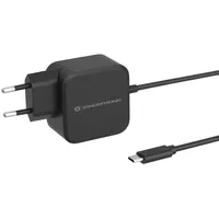 Conceptronic OZUL04BE 67W GaN USB-PD-Ladegerät, Eingebautes USB-C-Kabel, Drinnen,