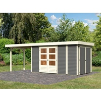 Karibu Gartenhaus Retola 5 mit Anbauschrank und Anbaudach 2,80