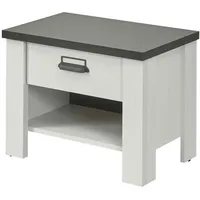 Furn.design Nachttisch, weiß anthrazit Metall, Nachbildung, 1 Fächer, 60x46x39