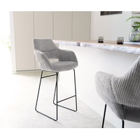 DeLife Barstuhl Yago-Flex Cord Silbergrau Kufengestell Metall Schwarz Taschenfederkern