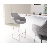 DeLife Barstuhl Yago-Flex Cord Silbergrau Kufengestell Edelstahl Taschenfederkern -