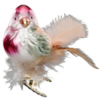 Inge-Glas® Christbaumschmuck Vogel sanfte Federn, Glasvogel 7cm (1-tlg), mundgeblasen,