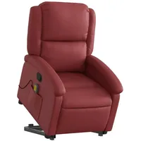 VidaXL Massagesessel mit Aufstehhilfe Weinrot Kunstleder