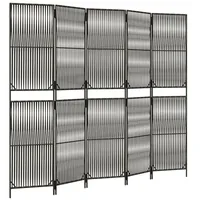 VidaXL Paravent 5-tlg. Grau Poly Rattan