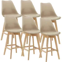 [en.casa] 6er-Set Barstuhl Lublin mit Rückenlehne Beige
