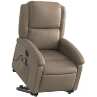 VidaXL Massagesessel mit Aufstehhilfe Elektrisch Cappuccino Kunstleder