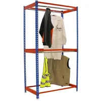 Proregal Kleiderstangenregal Blau, Metall, 120x250x75 cm, Garderobe, Garderobenständer