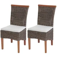 Mendler 2er-Set Esszimmerstuhl Savona, Stuhl Küchenstuhl, Rattan ~ mit