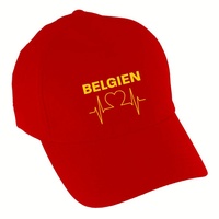 Multifanshop Baseballcap - Belgien - Herzschlag - Druck gelb