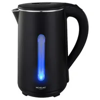 Michelino 1,8 Liter Wasserkocher mit LED-Licht Silber/kabelloser Ausguss schwarz
