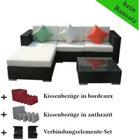 LinJa Poly Rattan Gartenmöbel Houston schwarz Alu Garnitur Lounge