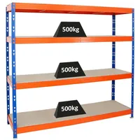 Proregal Schwerlastregal Rhino HxBxT 180x200x60cm Fachlast 500kg 4X Spanplatten-Ebenen