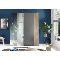 SchlafKONTOR Schwebetürenschrank »Berno Kleiderschrank mit Schiebetüren und Spiegelfront«, Rillenoptik
