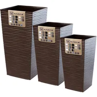 Kadax Blumentopf Set, Blumenkübel aus Kunststoff, 30+35+40 cm, Mokka