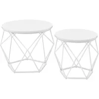 VASAGLE Couchtisch rund Weiß Holz 50 x 40 cm